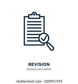 Revision Icon From Business And Finance Collection. Thin Linear Revision, Arrow, Reload Outline Icon Isolated On White Background. Line Vector Revision Sign, Symbol For Web And Mobile