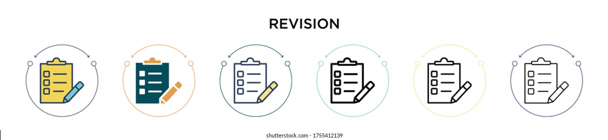 Revision Icon In Filled, Thin Line, Outline And Stroke Style. Vector Illustration Of Two Colored And Black Revision Vector Icons Designs Can Be Used For Mobile, Ui, Web