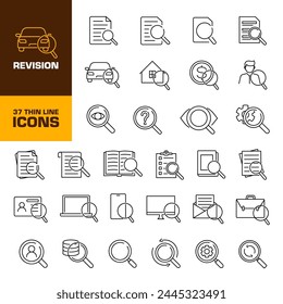 Conjunto de iconos de revisión. Conjunto de iconos de revisión. Símbolo lineal.