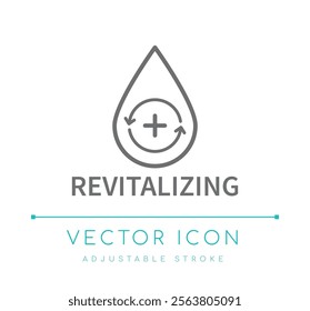 Revitalizing Cosmetics Line Icon, Anti Aging Skin Care Symbol, Skincare Packaging Label