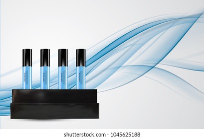Revitalizing Serum Bottle Template for Ads or Magazine Background. 3D Realistic Vector Iillustration. EPS10