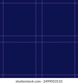 Revival check textile texture, single fabric plaid vector. Marketing tartan background pattern seamless in blue and indigo colors palette.