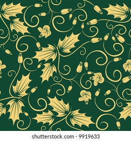 Revival Green floral seamless pattern