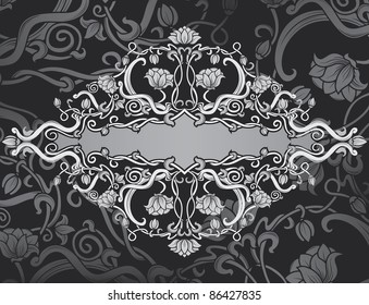 Revival ornate frame background. vintage banner