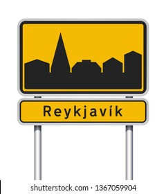 Revkiavik (Reykjavik) road sign
