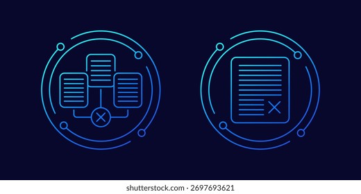 revocation icons with documents, linear design