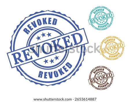 Revoked Document Stamp Set, Grunge Rubber Official Cancellation Icons