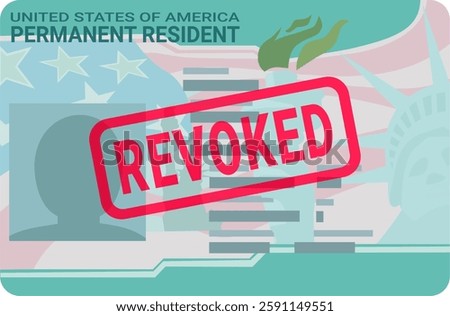 Revoked Green card, USA Permanent Resident Card (cut out,flat design)