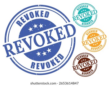 Revoked Stamp Vector Set, Grunge Style Cancellation Label Pack
