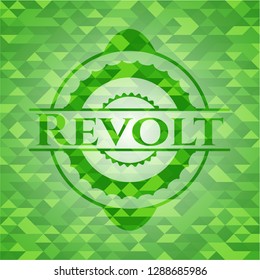 Revolt green emblem with triangle mosaic background