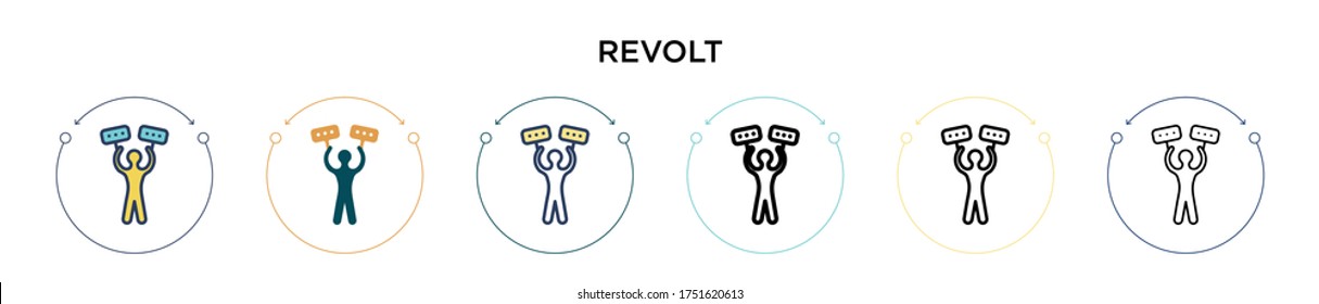 Revolt icon in filled, thin line, outline and stroke style. Vector illustration of two colored and black revolt vector icons designs can be used for mobile, ui, web