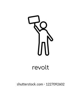 revolt icon. Trendy modern flat linear vector revolt icon on white background from thin line Army collection, outline vector illustration