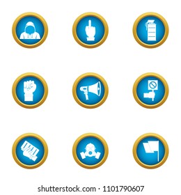 Revolt icons set. Flat set of 9 revolt vector icons for web isolated on white background