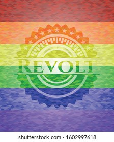 Revolt lgbt colors emblem. Vector Illustration. Mosaic.