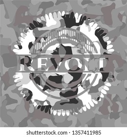 Revolt on grey camouflage texture