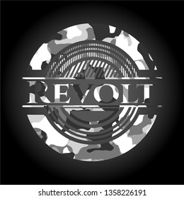 Revolt on grey camouflaged pattern