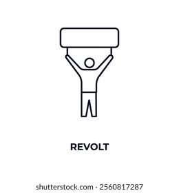 revolt outline icon. Linear vector from army and military concept. Thin line revolt icon isolated on white background