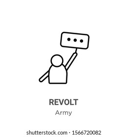 Revolt outline vector icon. Thin line black revolt icon, flat vector simple element illustration from editable army concept isolated on white background