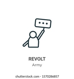 Revolt outline vector icon. Thin line black revolt icon, flat vector simple element illustration from editable army concept isolated on white background