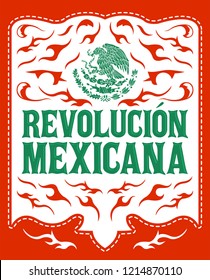 Revolucion Mexicana, mexican revolution spanish text, holiday vector poster