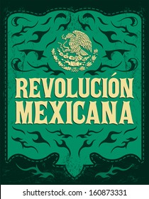 Revolucion Mexicana - mexican revolution spanish text - holiday vector poster - Grunge effects can be easily removed