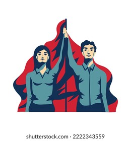 Revolution composition with isolated power liberty unity struggle for freedom vintage style symbols vector illustration