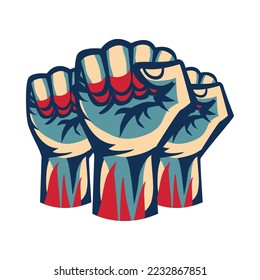 Revolution composition with isolated power liberty unity struggle for freedom vintage style symbols vector illustration