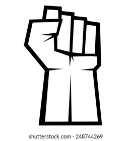 Revolution concept. Fist up isolated on white background, vector illustration