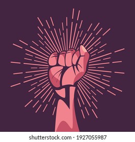 Revolution fist up with lines design, Manifestation protest demonstration and political theme Vector illustration