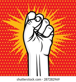 Revolution fist pop art vector illustration