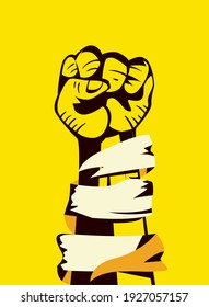 Revolution fist up with ribbon design, Manifestation protest demonstration and political theme Vector illustration