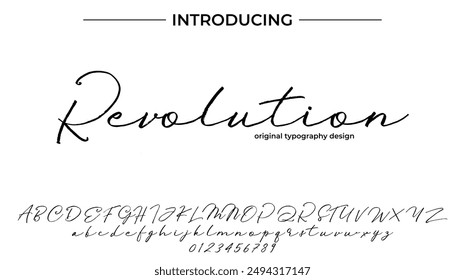 Revolution Font Stylish brush painted an uppercase vector letters, alphabet, typeface