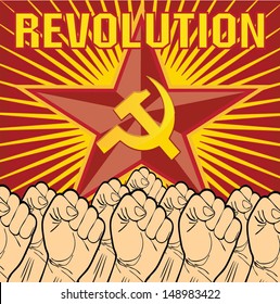 Revolution, general strike, workers resistance poster