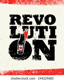 Revolution Grunge Molotov Cocktail Creative Typography Vector Concept on Paper Background