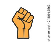 Revolution Hand with clenched fist vector illustration, Hand raised Proletarian Revolution, Freedom sign and protest symbol