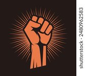 Revolution Hand with clenched fist vector illustration, Hand raised Proletarian Revolution, Freedom sign and protest symbol