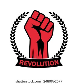 Revolution Hand with clenched fist vector illustration, Hand raised Proletarian Revolution, Freedom sign and protest symbol