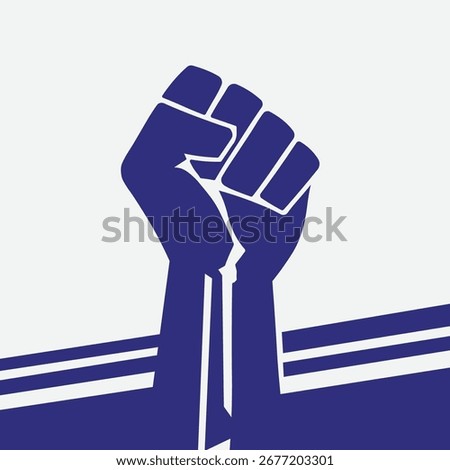 Revolution Hand with clenched fist vector silhouette, Hand raised Proletarian Revolution, freedom sign, and protest symbol
