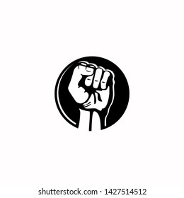 revolution hand logo black round illustration of vector icon graphic design template idea
