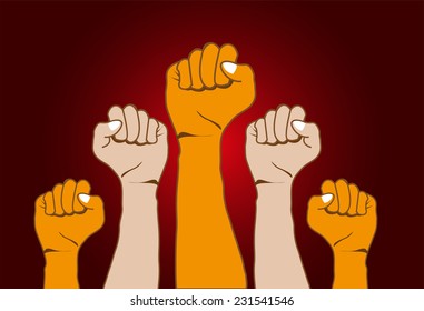 Revolution hands up background