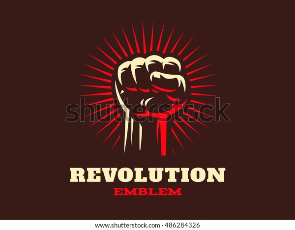 Revolution Hend Emblem Illustration On Dark Stock Vector (royalty Free 