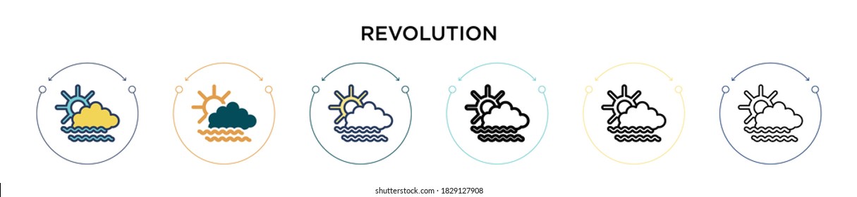 Revolution icon in filled, thin line, outline and stroke style. Vector illustration of two colored and black revolution vector icons designs can be used for mobile, ui, web