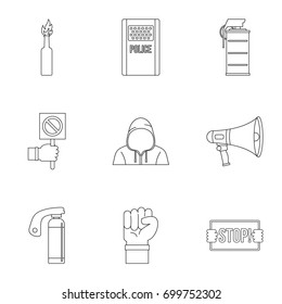 Revolution icon set. Outline set of 9 revolution vector icons for web isolated on white background