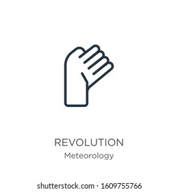 Revolution icon. Thin linear revolution outline icon isolated on white background from meteorology collection. Line vector sign, symbol for web and mobile
