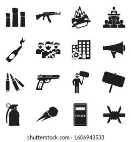 Revolution Icons. Black Flat Design. Vector Illustration.