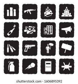 Revolution Icons. Grunge Black Flat Design. Vector Illustration.