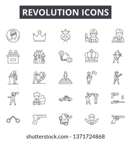 Revolution line icons, signs set, vector. Revolution outline concept, illustration: revolution,defist,freedom,concept,background,symbol