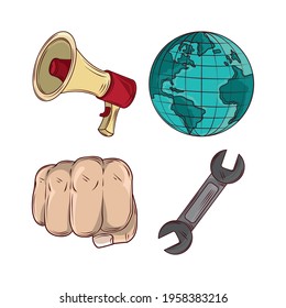 revolution manifestation world megaphone hand