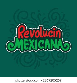 Revolution Mexican banner template with typography to celebrate Traditional Mexican Holiday November 20.  Mexican Revolution Spanish text, vector lettering design 