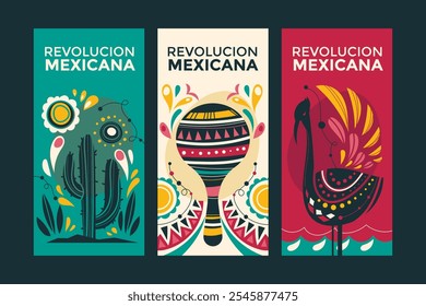 Revolution Mexicana Vertical Banner with Symbol of Mexico